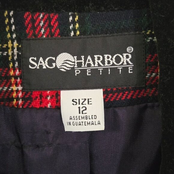 Sag Harbor Vintage Dark Academia Red Plaid Wool Blend Blazer Size 12p - Picture 6 of 7
